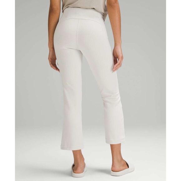 Lululemon Ribbed Softstreme Zip-Leg High-Rise Cropped Pants 25" in Bone - Picture 2 of 11